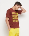 Shop Men's Brown Fight War Not Wars Typography Oversized T-shirt-Full
