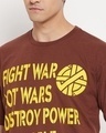 Shop Men's Brown Fight War Not Wars Typography Oversized T-shirt