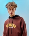 Shop Men's Brown Flame Hashira Graphic Printed Oversized Hoodies