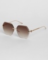 Shop Men's Brown Geometric Polarised Lens Sunglasses-Full