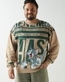 Shop Men's Brown Graphic Printed Oversized Plus Size Sweatshirt-Front