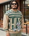 Shop Men's Brown Graphic Printed Oversized Plus Size Sweatshirt-Front