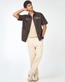 Shop Men's Brown Typography Oversized Shirt-Full