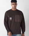 Shop Men's Brown Graphic Printed Oversized Sweatshirt-Front