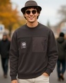 Shop Men's Brown Graphic Printed Oversized Sweatshirt-Front