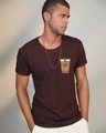 Shop Men's Brown Iced Coffee Graphic Printed T-shirt-Front