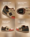 Shop Men's Brown & Green Bravado Color Block Low-Top Sneakers-Full