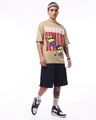 Shop Men's Brown Heroes Beware Graphic Printed Oversized T-shirt