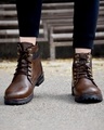Shop Men's Brown High-Top Boots-Front