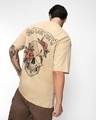 Shop Men's Brown Hindi Take Graphic Printed Oversized T-shirt-Front