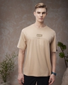 Shop Men's Brown Iron Man Typography Oversized T-shirt-Front