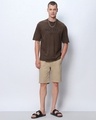 Shop Men's Brown Itachi Gen Graphic Printed Oversized Acid Wash T-shirt