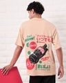 Shop Men's Brown JAP Coke Graphic Printed Oversized T-shirt-Front