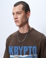 Shop Men's Brown Krypto Graphic Printed Oversized Acid Wash T-shirt