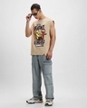 Shop Men's Brown Kung Fu Sounds Graphic Printed Boxy Fit Vest-Full