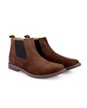 Shop Men's Brown Leather Flat Boots-Front
