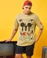 Shop Men's Brown Legendary Mickey Graphic Printed Oversized T-shirt-Front