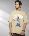 Shop Men's Brown Life is a Trip Graphic Printed Oversized T-shirt-Front