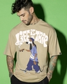 Shop Men's Brown Life is a Trip Graphic Printed Oversized T-shirt-Front