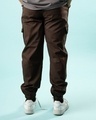 Shop Men's Brown Loose Comfort Fit Cargo Harem Pants-Full