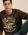 Shop Men's Brown Los Angeles Typography Oversized T-shirt-Front