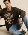 Shop Men's Brown Los Angeles Typography Oversized T-shirt-Full