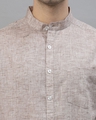 Shop Men's Brown Mandarin Collar Shirt