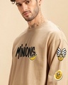 Shop Men's Brown Minion Badge Graphic Printed Oversized T-shirt