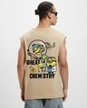 Shop Men's Brown Minions Great Chemistry Graphic Printed Boxy Fit Vest-Front