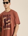 Shop Men's Brown New York Graphic Printed Oversized T-shirt