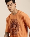 Shop Men's Brown New York Typography Oversized T-shirt-Full