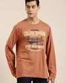 Shop Men's Brown Original Typography Oversized T-shirt-Front