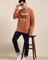 Shop Men's Brown Original Typography Oversized T-shirt-Full