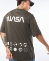 Shop Men's Brown Out of the Space Graphic Printed Oversized T-shirt-Front
