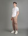 Shop Men's Brown Over Dyed Cargo Jogger Pants-Full