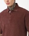 Shop Men's Brown Oversized Acid Wash Polo T-shirt