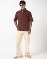 Shop Men's Brown Oversized Acid Wash Polo T-shirt