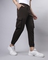 Shop Men's Brown Oversized Cargo Joggers-Front