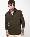 Shop Men's Brown Oversized Cargo Shirt-Front