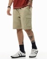 Shop Men's Brown Oversized Cargo Shorts-Front