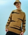 Shop Men's Brown Oversized Flat Knit Sweater-Front