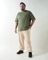 Shop Men's Beige Oversized Plus Size Joggers-Full