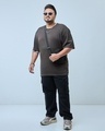 Shop Men's Brown Oversized Plus Size T-shirt-Full