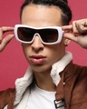 Shop Men's Brown Oversized Polarised Lens Sunglasses-Front