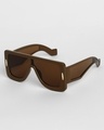 Shop Men's Brown Oversized Polarised Lens Sunglasses-Full