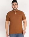 Shop Men's Brown Plus Size Polo T-shirt-Front