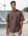 Shop Men's Brown Oversized T-shirt-Front