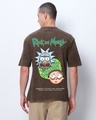 Shop Men's Brown Pixel Rick & Morty Graphic Printed Oversized Acid Wash T-shirt-Design