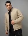 Shop Men's Brown Plus Size Puffer Jacket-Front