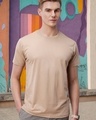 Shop Men's Brown Plus Size T-shirt-Front